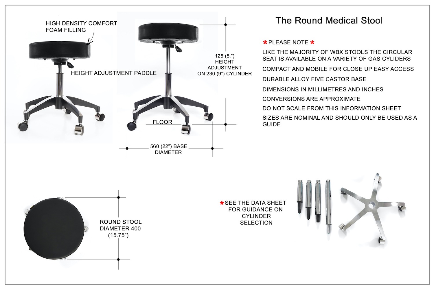 small round rolling low stool salon